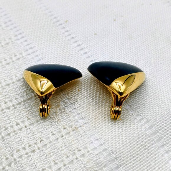 Monet earring clip on art deco enamel vintage - Picture 3 of 6